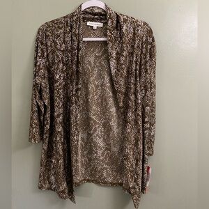 Emily Daniels Brown Snake-Print Open Front Women's cardigan S new stretch India